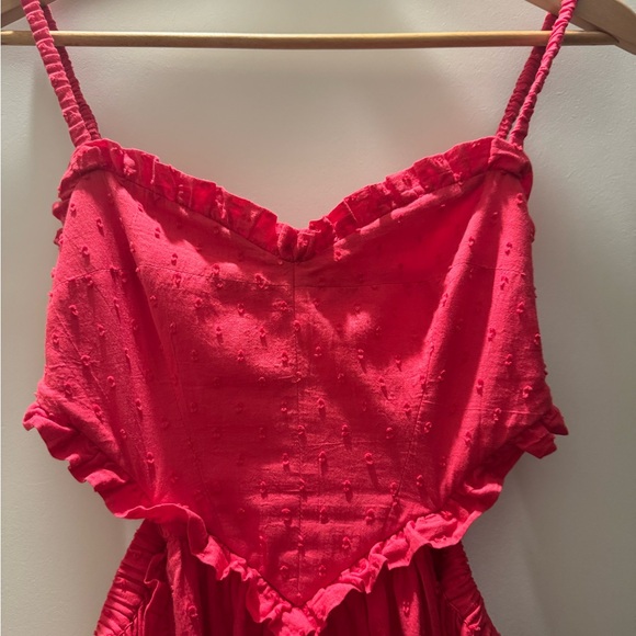 FARM Rio Red Ruched Cut Out Sundress - Picture 7 of 7